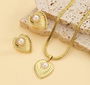 Luxury Stainless Steel Gold-Plated Pearl Jewelry Set - Non-Tarnish Necklace & Earrings Combo