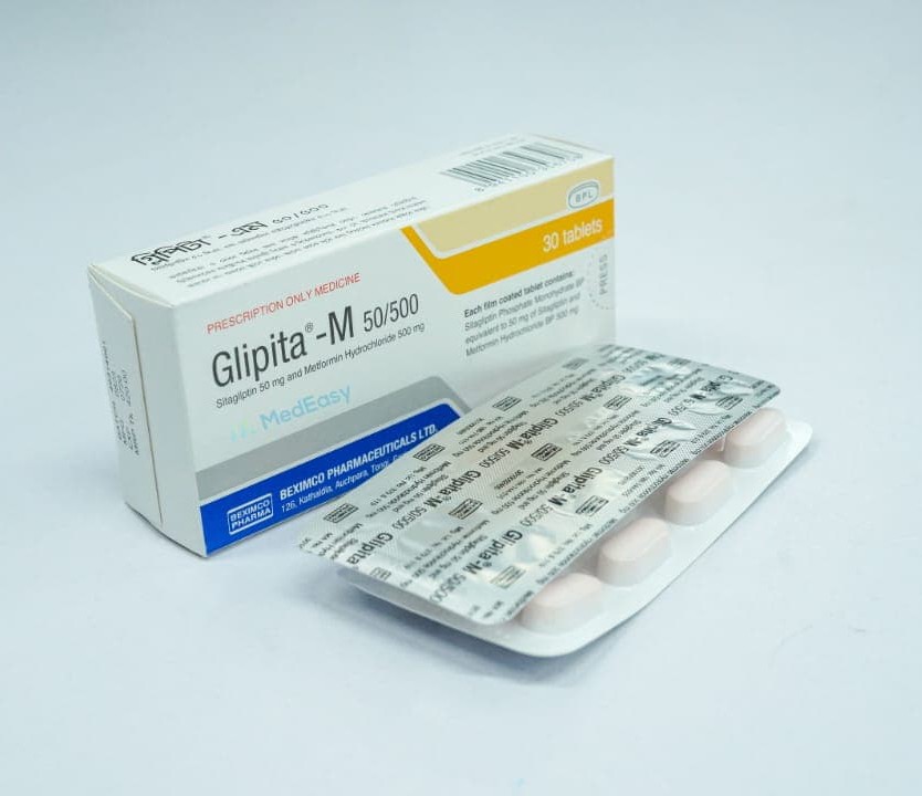Glipita M50 mg+500 mg Tablet Sitagliptin + Metformin Hydrochloride
