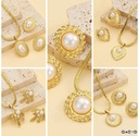 Luxury Stainless Steel Gold-Plated Pearl Jewelry Set - Non-Tarnish Necklace & Earrings Combo