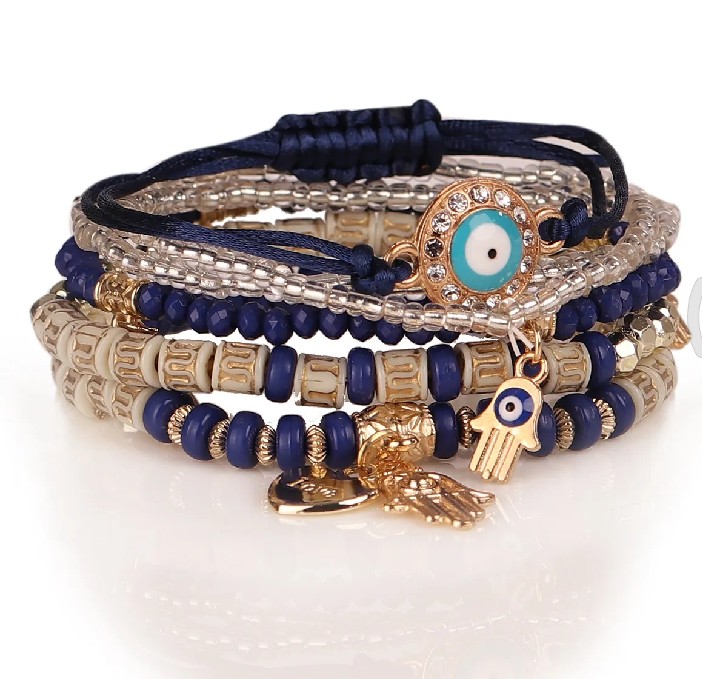 Lucky eye charm bohemian style multilayer handmade bead bracelets for women ópcs set bead bracelet layer bracelet