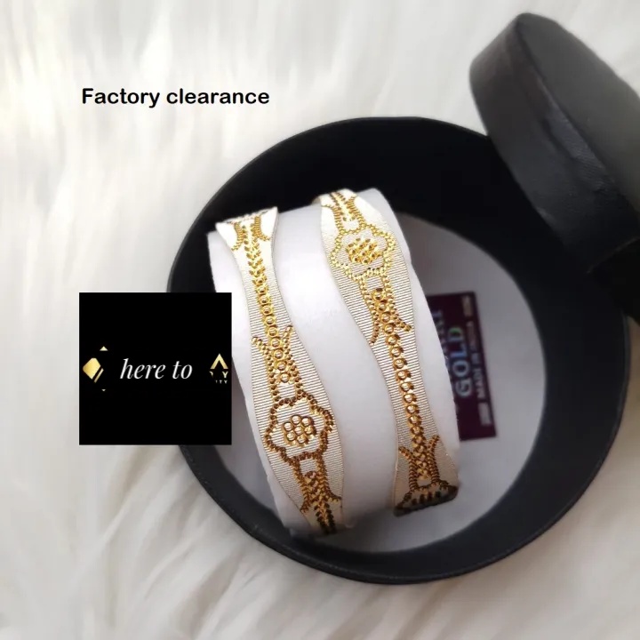 City Gold/ Gold Plated White & Rose Gold Color Laser Cut Bangles For Women Direct Factory Sale (Imported) M-CT70630- 2 Pieces Top Quality Color – Express