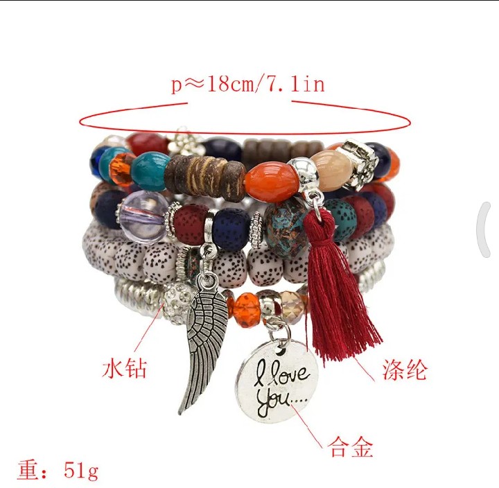 4Pieces/Sets Crystal Bracelets for Women and girls