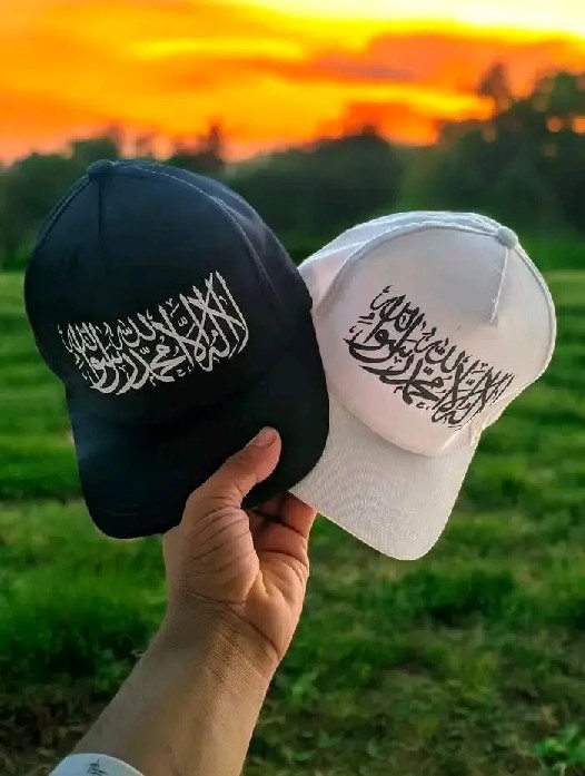 Premium Quality Islamic Dawah Cap For Men -Kalima Print (White & Black) Dawah Cap Free Size