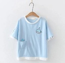 Cute Little Shark Print Short Sleeve For Women Jersey Fabric