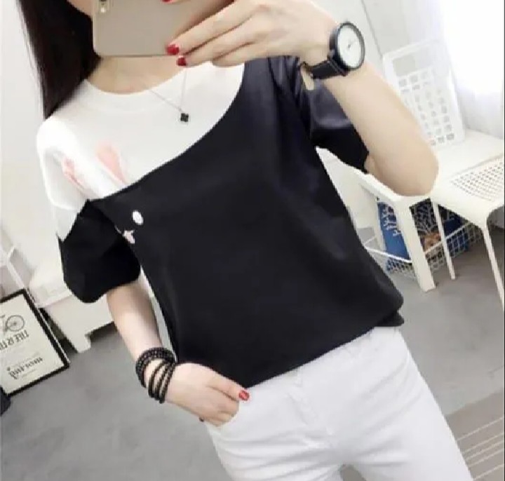 Trendy Stylish Fashion tops ladies short sleeve casual t-shirt for grail
