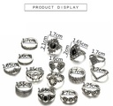 15 Piece/Set Bohemian Retro Crystal Flower Leaves Leaves Blank Padma Gem Silver Ring