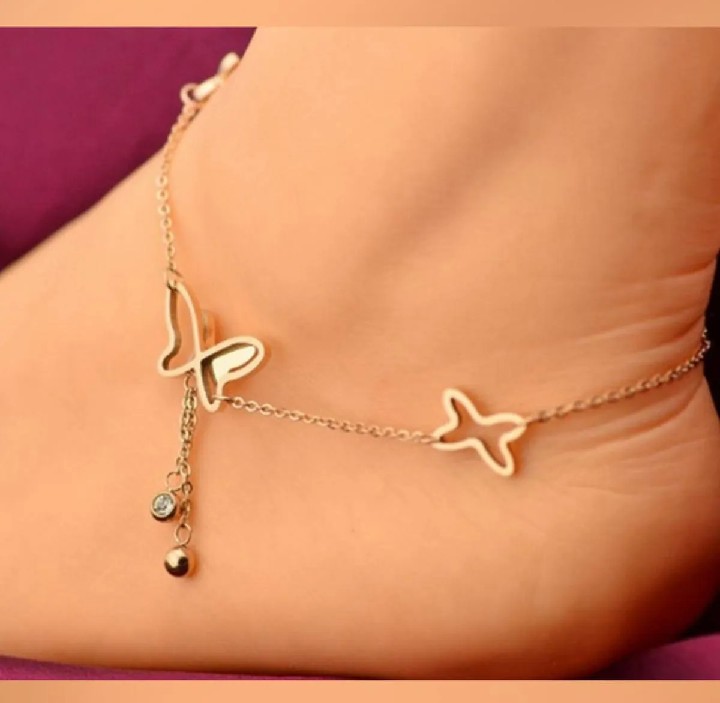 2 pcs combo Butterfly Pendant Women Anklets Bracelet Girls Leg Nupur