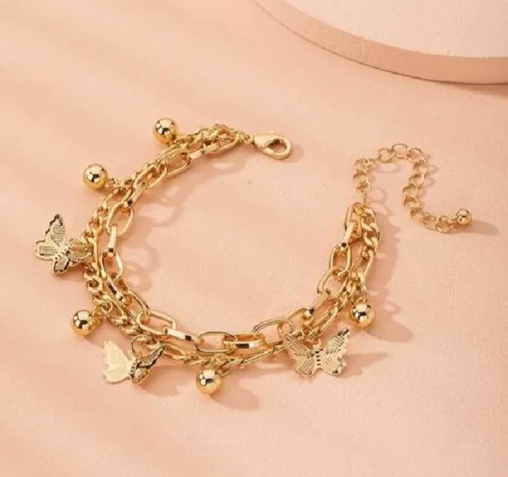 Butterfly Bracelet Woman Layered Girl Bracelets Tassel Fashion Clavicle Chain Lady Party Gold Color European Zinc Alloy Collare | Gold