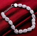Ladies Bracelet Sliver Plated Chain Women. Luxury Silver Wedding Bangles Fine Jewelry -Bracelets for Women