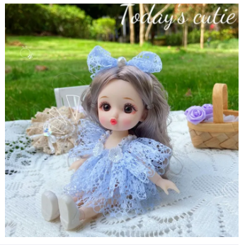【Best Price Guaranteed】 Home Decoration 16 Cm Big Eyes Princess BJD Doll Movabl 13 Joints 16cm Bjd Doll Fine Clothes Safe Plastic 13 Movable Joints Mini Girl Girls Gifts