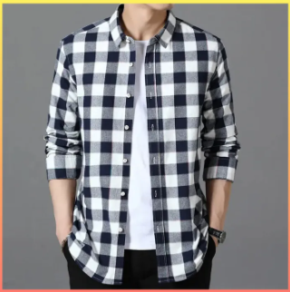 New Stylish Regular Check Black & White Long Sleeve Premium Cotton Casual Shirt For Men