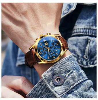 Men Leather Analoge Quartz Fashion Watch for Men