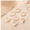Enacolor 7Pcs/Set Elegant Golden Heart Love Set Rings Luxury Zircon Crystal Metal Ring Jewelry Accessories 2025 New