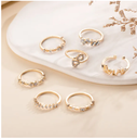 Enacolor 7Pcs/Set Elegant Golden Heart Love Set Rings Luxury Zircon Crystal Metal Ring Jewelry Accessories 2025 New