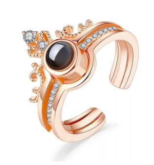 Romantic 100 Languages ​​I Love You Female 2 Ring-Color:-Gold