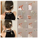 Elegant Chinese Style Ancient Style Tassel Hairpin Vintage Tassel Flower Bamboo Chopsticks Pearl Rhinestone Hairpin Hair Clip for Women Girls