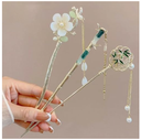 Elegant Chinese Style Ancient Style Tassel Hairpin Vintage Tassel Flower Bamboo Chopsticks Pearl Rhinestone Hairpin Hair Clip for Women Girls