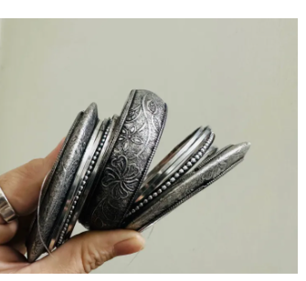 jaypuri Chur/Bangles For Woman Full set-Bangle Size-2.4,2.6,2.8-Color-Gold,silver