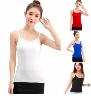 3 Pieces Multicolor Combo Ladies Comfortable Cotton Tank Tops