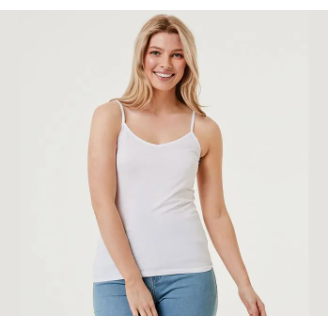 White & Black Cotton Camisole Slip with Adjustable Straps - Multicolor Pic