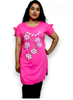 Cotton Short Sleeve Ladies Round Neck Casual T Shirts