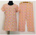Long Tshirt with Palazzo Set for Women Multicolor Random Design Cotton-Color Family Multicolor