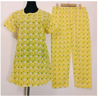 Long Tshirt with Palazzo Set for Women Multicolor Random Design Cotton-Color Family Multicolor