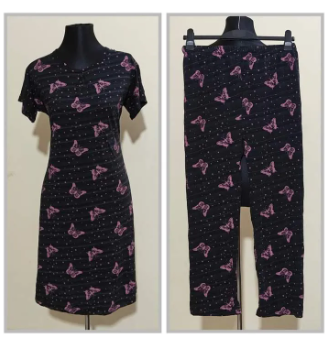 Long Tshirt with Palazzo Set for Women Multicolor Random Design Cotton-Color Family Multicolor