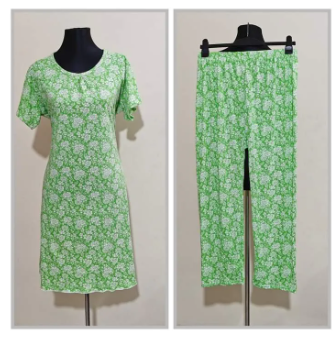 Long Tshirt with Palazzo Set for Women Multicolor Random Design Cotton-Color Family Multicolor