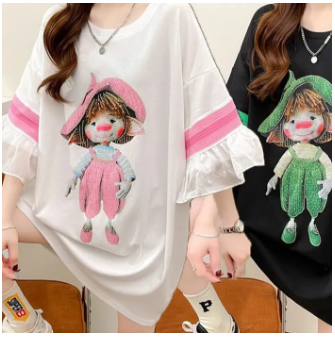 Fashion tops ladies drop solder short sleeve casual t-shirt for grail