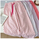 Summer Pajama Pants Woman Heart Print Trousers Gauze Home Trousers Casual Simple Ladies Sleeping Pants