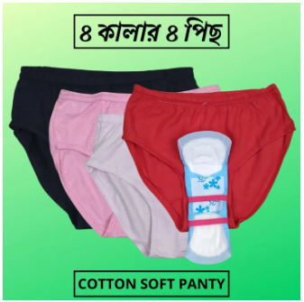 4 Pieces Period multi Colour Cotton Panty For Women