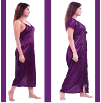 Women’s Night Dress 2-Part Long Set - Soft & Comfortable, Vibrant Color Options