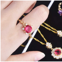 3Pcs Set - Red Earring, Finger Ring, Pendent All together in one set Jewellery set for girls and women