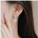 Light Luxury Shiny Zircon Butterfly Bracelet For Women Blue Rhinestone Double Butterfly Necklace Earring Set Girls Party Jewelry