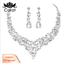 Carat 1 Set Wedding Earrings Extension Chain Faux Crystal Rhinestone Inlaid Dress Up Glitter Dinner Women Jewelry Necklace Female Accessory