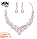 Carat 1 Set Wedding Earrings Extension Chain Faux Crystal Rhinestone Inlaid Dress Up Glitter Dinner Women Jewelry Necklace Female Accessory