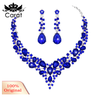 Carat 1 Set Wedding Earrings Extension Chain Faux Crystal Rhinestone Inlaid Dress Up Glitter Dinner Women Jewelry Necklace Female Accessory