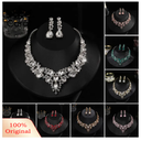 Carat 1 Set Wedding Earrings Extension Chain Faux Crystal Rhinestone Inlaid Dress Up Glitter Dinner Women Jewelry Necklace Female Accessory