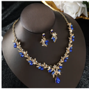 3PC Cross Mirror European and American Exaggerated Banquet Gemstone Necklace Earnail Set for Women's High End Retro Jewelry