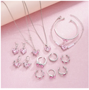 14 Pcs/Set Pink Crystal Jewelry Set for Women Y2k Kpop Cute Girl Heart Pendant Necklace Earring Bracelet Ring Trendy Jewelry New