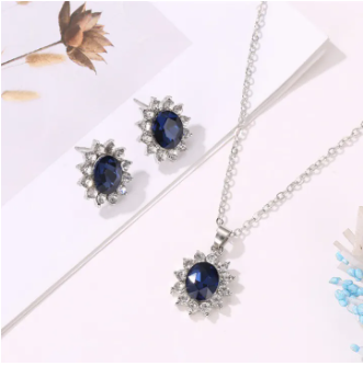Wedding Earrings Neckle Exquisite Flower Shape Neckle Stud Earrings