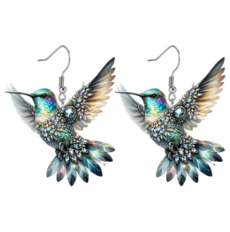 【Hot demand】Acrylic Hummingbird Earrings 2D Bird Shape Earrings For Women Girls Ear Charms Spring Summer Drop Dangle Jewelry Gifts Accessory Luyo