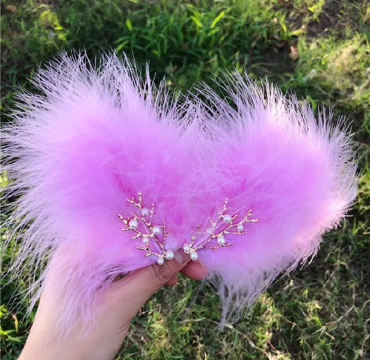Feather headdress hair clip Forest style fairy edge clip girl student Hanfu hair accessory fairy style hairy hair clip