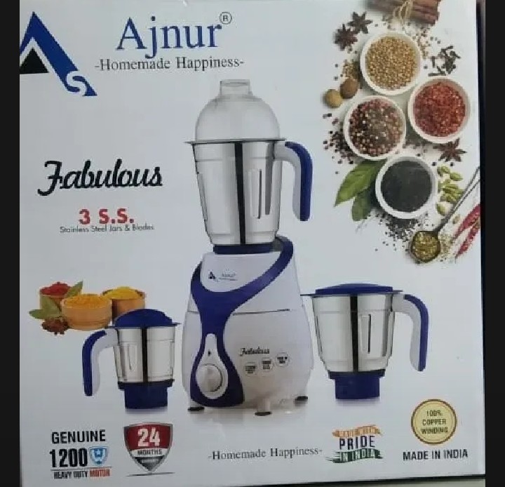 1200 Watts Ajnur Fabulous Blender Plus Mixer Grinder - High Power for Smooth Blending and Grinding