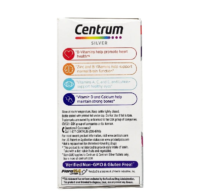 Centrum Silver Multivitamin for Women 50 Plus, Multivitamin/Multimineral Supplement with Vitamin D3, B Vitamins, Calcium and Antioxidants, 100 Tablets, USA