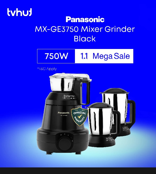Panasonic MX-GE3750 Mixer Grinder (Black) with Official Warranty