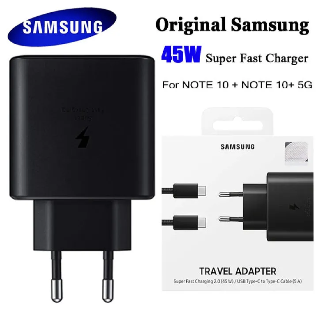 Original Samsung 45W PD Super Fast Power Adapter with C to C Fast Charging Cable