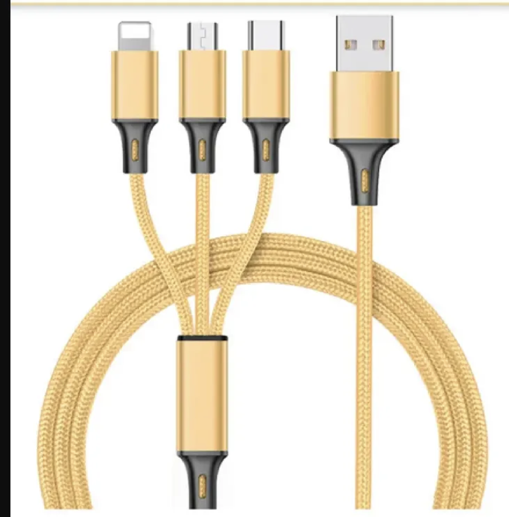 3 In 1 Fast Charging USB Charger Cable /Fast Charging Data Transfer/Compatible with Micro USB, USB-C/Type-C Devices