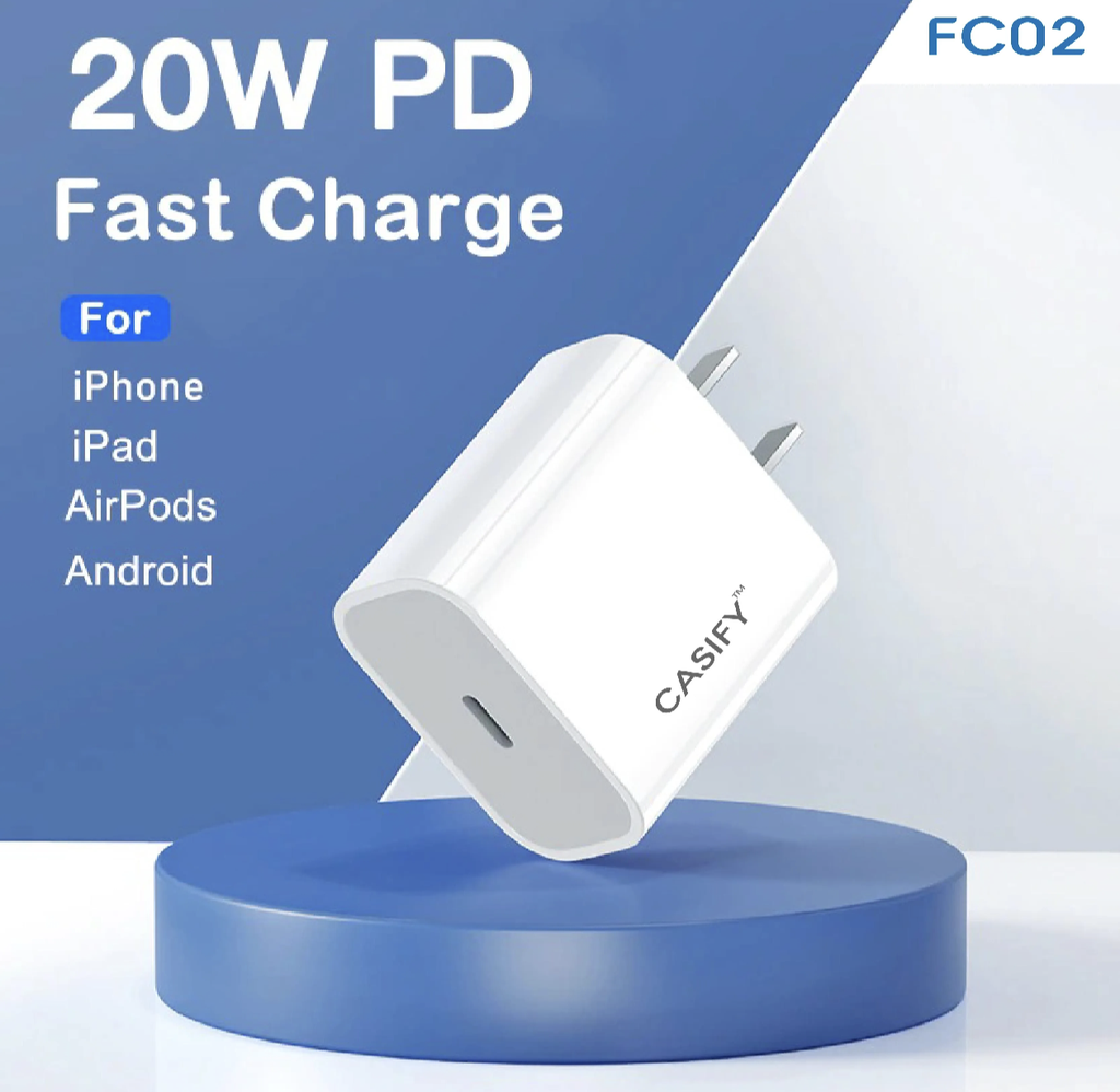 CASIFY FCO2 PD 20W USB C Charger Fast Charging Quick Charge QC 3.0 Type C Wall Charger Adapter 20W PD Charger US Plug